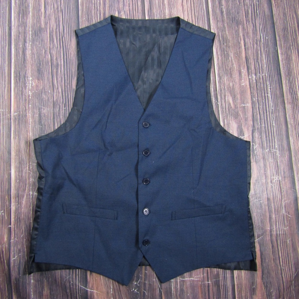 Vitarelli Suit Vest Mens 40R Blue Formal Business Wedding Waistcoat SB-2V M FIT
